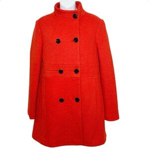 Ann Taylor wool blend orange red overcoat size small peacoat dress jacket a line